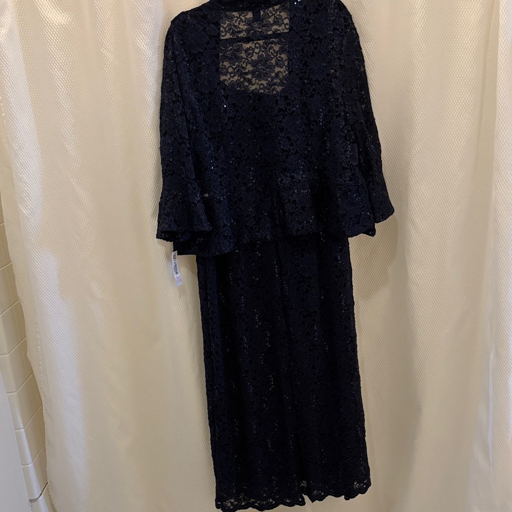 R & M Richards Navy Blue Lace Maxi Dress - Picture 6 of 7